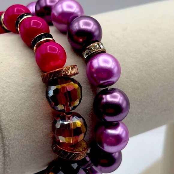 Colorful Beaded Necklace & Bracelet Set Fun Funky and Fabulous Jewelry 12” Nec - Picture 7 of 9